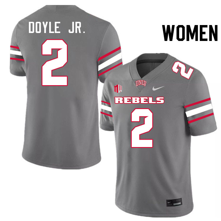 Women #2 Antonio Doyle Jr. UNLV Rebels College Football Jerseys Stitched-Grey